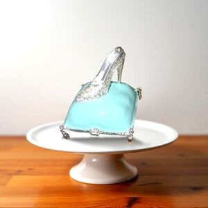 Elegant Silver and Blue Trinket Box